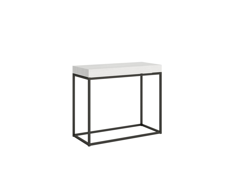 Nordica Console structure Anthracite - Console extensible 90x40/196 cm Nordica Small Frêne Blanc structure Anthracite