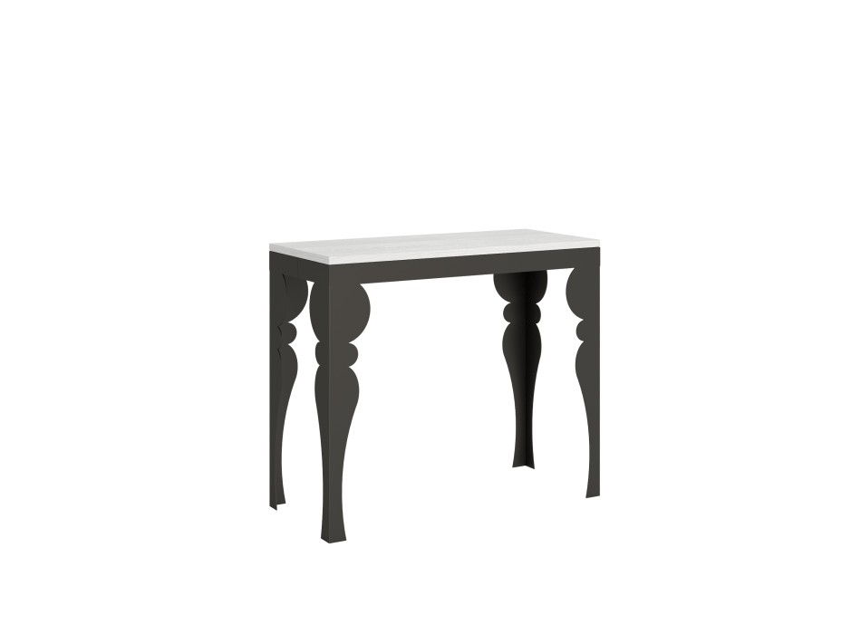 Console Paxon Evolution structure Anthracite - Console extensible 90x40/196 cm Paxon Small Evolution Frêne Blanc structure Anthracite