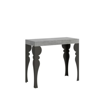 Console Paxon Premium avec structure Anthracite - Console extensible 90x40/196 cm Paxon Small Premium Frêne Blanc avec structure Anthracite