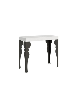 Console Paxon Premium avec structure Anthracite - Console extensible 90x40/196 cm Paxon Small Premium Frêne Blanc avec structure Anthracite