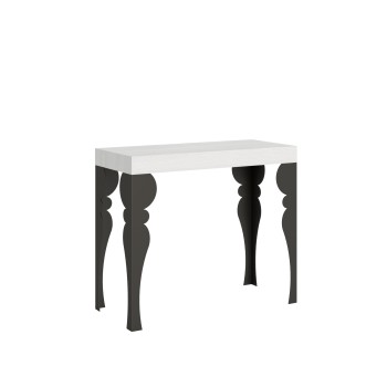 Console Paxon Premium avec structure Anthracite - Console extensible 90x40/196 cm Paxon Small Premium Frêne Blanc avec structure Anthracite