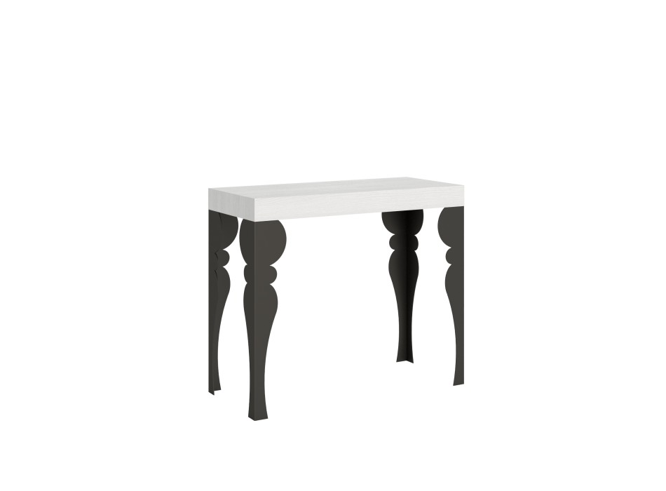 Console Paxon Premium avec structure Anthracite - Console extensible 90x40/196 cm Paxon Small Premium Frêne Blanc avec structure Anthracite