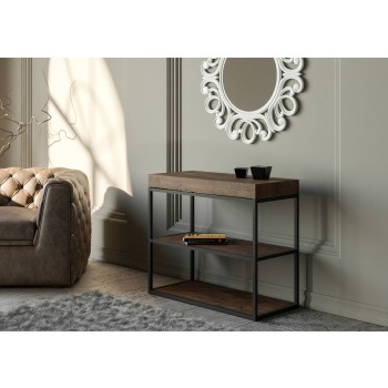 Plano Console Structure Anthracite - Console Extensible 90x40/196 cm Plano Petit Frêne Blanc Structure Anthracite