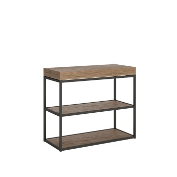 Plano Console Structure Anthracite - Console Extensible 90x40/196 cm Plano Petit Frêne Blanc Structure Anthracite