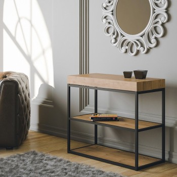 Plano Console Structure Anthracite - Console Extensible 90x40/196 cm Plano Petit Frêne Blanc Structure Anthracite