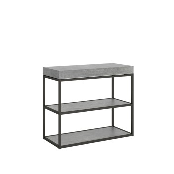 Plano Console Structure Anthracite - Console Extensible 90x40/196 cm Plano Petit Frêne Blanc Structure Anthracite