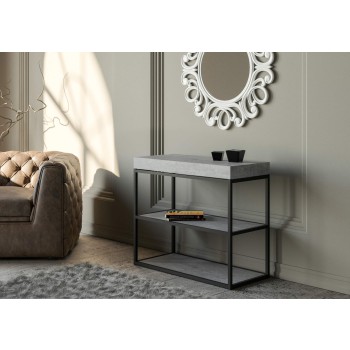 Plano Console Structure Anthracite - Console Extensible 90x40/196 cm Plano Petit Frêne Blanc Structure Anthracite