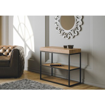 Plano Console avec structure Anthracite - Console extensible 90x40/196 cm Plano Small Premium Oak Natura avec structure Anthracite