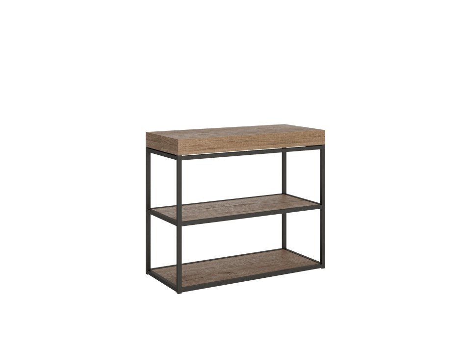 Plano Console avec structure Anthracite - Console extensible 90x40/196 cm Plano Small Premium Oak Natura avec structure Anthracite