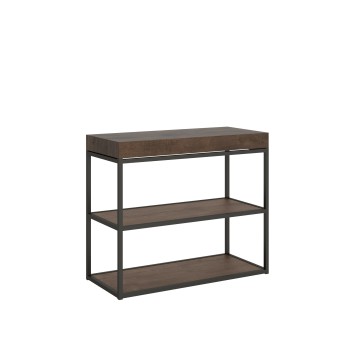 Console Plano Structure Anthracite - Console Extensible 90x40/300 cm Plano Frêne Blanc Structure Anthracite