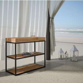 Console Plano Structure Anthracite - Console Extensible 90x40/300 cm Plano Frêne Blanc Structure Anthracite