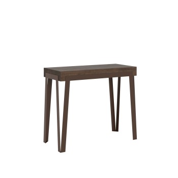 Console Rio avec structure Rouille - Console extensible 90x40/196 cm Rio Small Premium Oak Nature avec structure Rouille