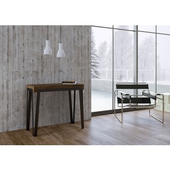 Console Rio avec structure Rouille - Console extensible 90x40/196 cm Rio Small Premium Oak Nature avec structure Rouille