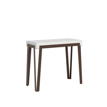 Console Rio avec structure Rouille - Console extensible 90x40/196 cm Rio Small Premium Oak Nature avec structure Rouille