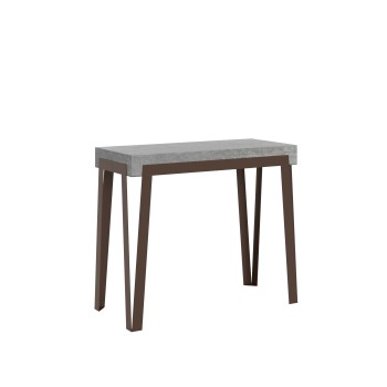 Console Rio avec cadre rouille - Console extensible 90x40/196 cm Rio Small Quercia Natura avec cadre rouille