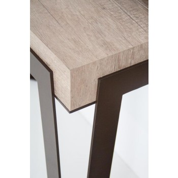 Console Rio avec structure Rouille - Console extensible 90x40/196 cm Rio Small Quercia Natura avec structure Rouille