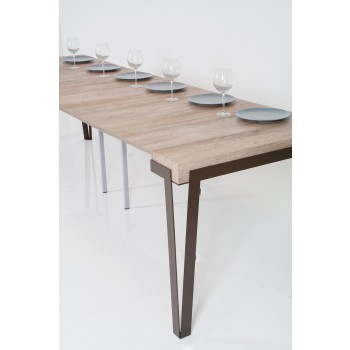 Console Rio avec cadre rouille - Console extensible 90x40/196 cm Rio Small Quercia Natura avec cadre rouille