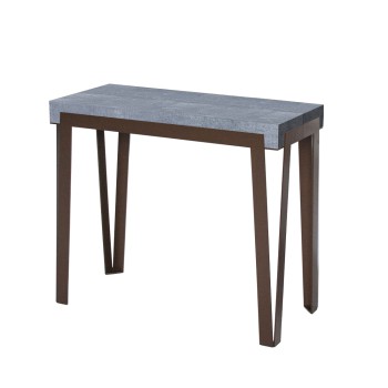 Console Rio avec structure Rouille - Console extensible 90x40/300 cm Rio Quercia Natura avec structure Rouille