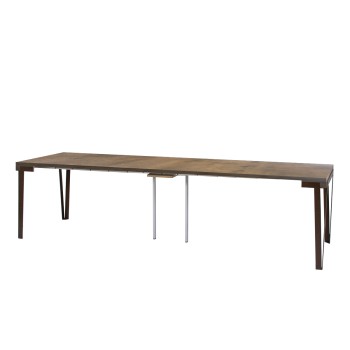 Console Rio avec cadre rouille - Console extensible 90x40/300 cm Rio Quercia Natura avec cadre rouille