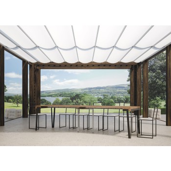 Console Rio avec structure Rouille - Console extensible 90x40/300 cm Rio Quercia Natura avec structure Rouille