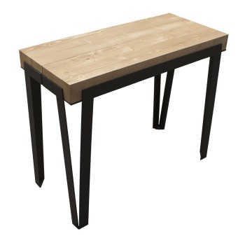 Console Rio avec cadre rouille - Console extensible 90x40/300 cm Rio Quercia Natura avec cadre rouille