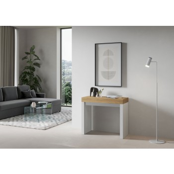 Console Roxell - Console Extensible 90x40/196 cm Roxell Small Frêne Blanc