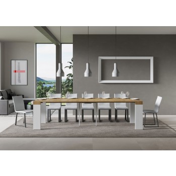 Console Roxell - Console Extensible 90x40/300 cm Roxell Frêne Blanc