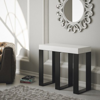 Console Sintesi structure Anthracite - Console extensible 90x40/196 cm Sintesi Small Frêne Blanc structure Anthracite