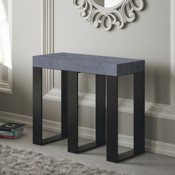 Console Sintesi structure Anthracite - Console extensible 90x40/196 cm Sintesi Small Frêne Blanc structure Anthracite