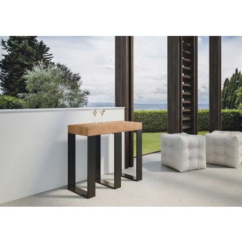 Console Sintesi structure Anthracite - Console extensible 90x40/196 cm Sintesi Small Chêne Premium Natura structure Anthracite