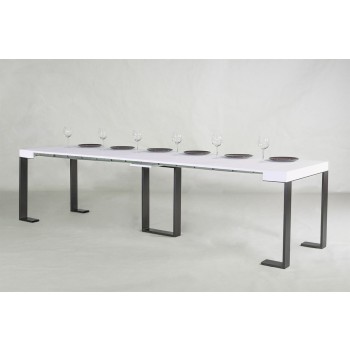 Console Sintesi Structure Anthracite - Console Extensible 90x40/300 cm Sintesi Frêne Blanc Structure Anthracite