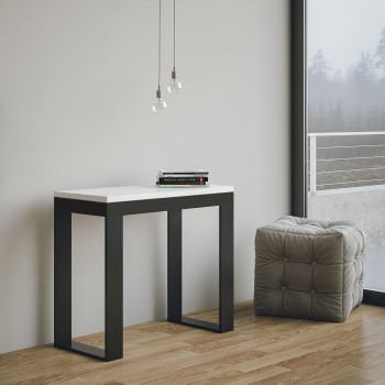 Console Tecno Evolution structure Anthracite - Console extensible 90x40/196 cm Tecno Small Evolution Frêne Blanc structure Anthracite