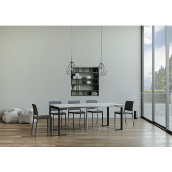 Console Tecno Evolution structure Anthracite - Console extensible 90x40/196 cm Tecno Small Evolution Frêne Blanc structure Anthracite