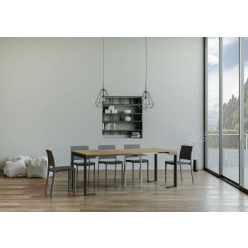 Console Tecno Evolution structure Anthracite - Console extensible 90x40/196 cm Tecno Small Evolution Frêne Blanc structure Anthracite