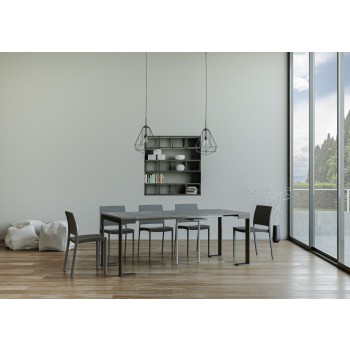 Console Tecno Evolution structure Anthracite - Console extensible 90x40/300 cm Tecno Evolution Frêne Blanc structure Anthracite