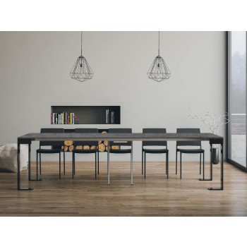 Console Tecno Evolution structure Anthracite - Console extensible 90x40/300 cm Tecno Evolution Frêne Blanc structure Anthracite