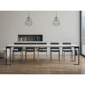 Console Tecno Evolution structure Anthracite - Console extensible 90x40/300 cm Tecno Evolution Frêne Blanc structure Anthracite