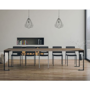 Console Tecno Evolution structure Anthracite - Console extensible 90x40/300 cm Tecno Evolution Frêne Blanc structure Anthracite