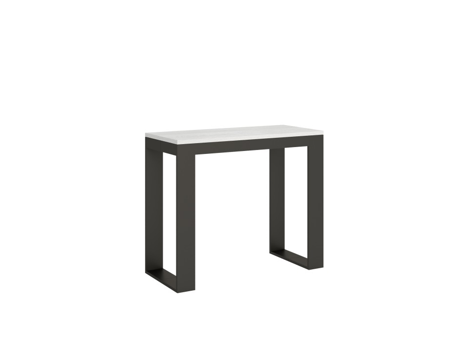 Console Tecno Evolution structure Anthracite - Console extensible 90x40/300 cm Tecno Evolution Frêne Blanc structure Anthracite