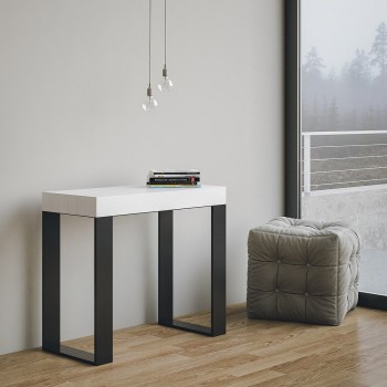 Console Tecno structure Anthracite - Console extensible 90x40/196 cm Tecno Small Frêne Blanc structure Anthracite