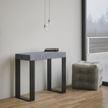 Console Tecno structure Anthracite - Console extensible 90x40/196 cm Tecno Small Frêne Blanc structure Anthracite