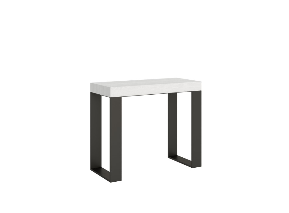 Console Tecno structure Anthracite - Console extensible 90x40/196 cm Tecno Small Frêne Blanc structure Anthracite