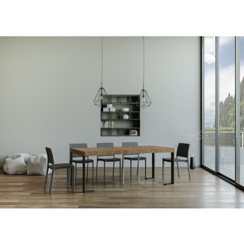 Console Tecno structure Anthracite - Console extensible 90x40/300 cm Tecno Premium Chêne Natura structure Anthracite