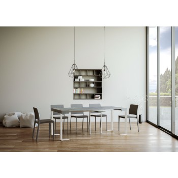 Console Tecno avec cadre Blanc - Console extensible 90x40/196 cm Tecno Small Frêne Blanc avec cadre Blanc