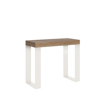 Console Tecno avec cadre Blanc - Console extensible 90x40/196 cm Tecno Small Frêne Blanc avec cadre Blanc