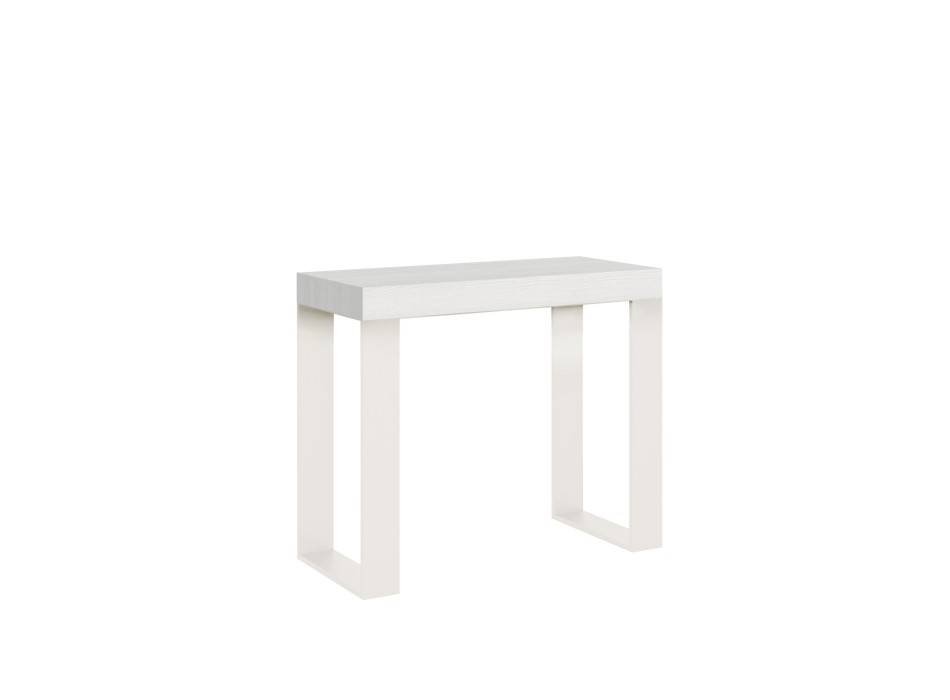 Console Tecno avec cadre Blanc - Console extensible 90x40/196 cm Tecno Small Frêne Blanc avec cadre Blanc