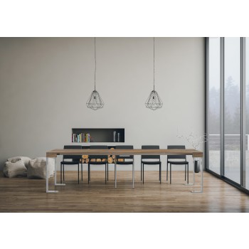 Console Tecno avec Cadre Blanc - Console Extensible 90x40/300 cm Tecno Frêne Blanc avec Cadre Blanc