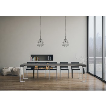 Console Tecno avec Cadre Blanc - Console Extensible 90x40/300 cm Tecno Frêne Blanc avec Cadre Blanc