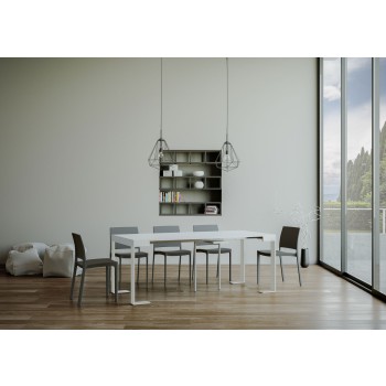 Console Tecno avec Cadre Blanc - Console Extensible 90x40/300 cm Tecno Frêne Blanc avec Cadre Blanc