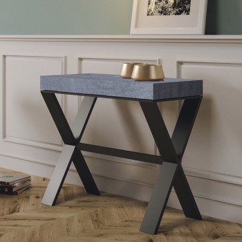 Console Xenia structure Anthracite - Console extensible 90x40/196 cm Xenia Small Frêne Blanc structure Anthracite